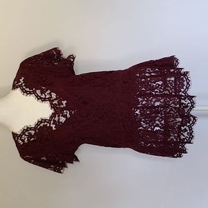 Notebuk Lace Vneck Pleplum Blouse Size 0XL